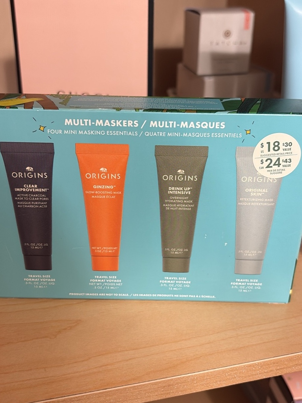 Origins Multi-Maskers Mini Set — Teal Box with Four Colored Tubes